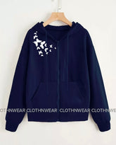navy blue zipper shoulder butterfly